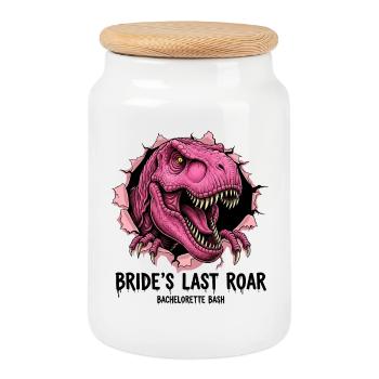 Pink T-Rex Breakthrough Bridal Party - Cookie Jar with Wooden Lid - white - Front
