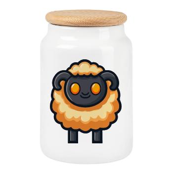 Mouton Halloween Zombie - Boîte à biscuits avec couvercle en bois - blanc - Devant
