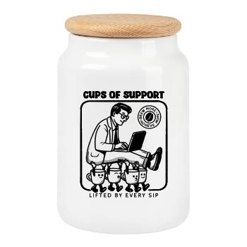 Coupes de soutien - Boîte à biscuits avec couvercle en bois - blanc - Devant