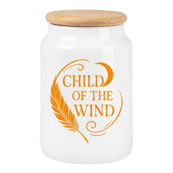 Child of the Wind -Spirit T-Shirt with Freedom - Cookie Jar with Wooden Lid - white - Front
