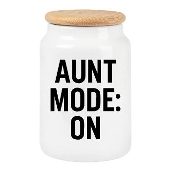 Aunt Mode On - Humour drôle pour les tantes - Boîte à biscuits avec couvercle en bois - blanc - Devant
