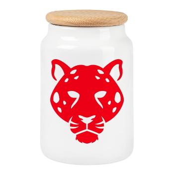 Art numérique Panther Head - Boîte à biscuits avec couvercle en bois - blanc - Devant