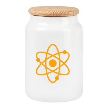 Proton Positive Thinking Atom Graphic - Cookie Jar with Wooden Lid - white - Front