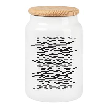 Glitch Stripe Abstract Night - Cookie Jar with Wooden Lid - white - Front