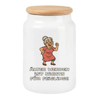 Growing older Courageously avoiding cowards - Cookie Jar with Wooden Lid - white - Front