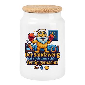 Der Sandzwerg schlägt zu ! - Keksdose mit Holzdeckel - Weiß - Vorne