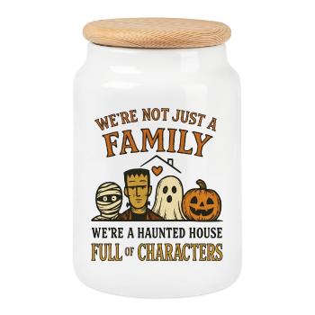 Halloween - family of fun monsters - Cookie Jar with Wooden Lid - white - Front