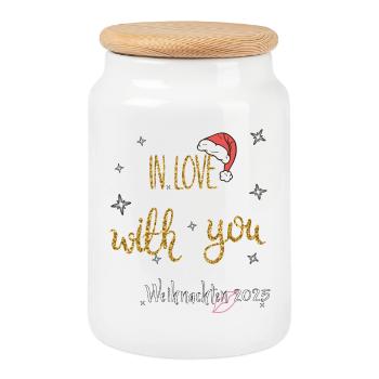  Weihnachten in Love  - Keksdose mit Holzdeckel - Weiß - Vorne