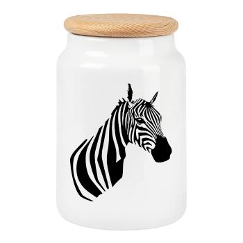 Zebra T-shirt - Keksdose mit Holzdeckel - Weiß - Vorne