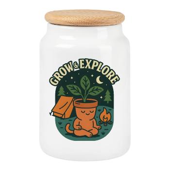 Grow & Explore - Keksdose mit Holzdeckel - Weiß - Vorne