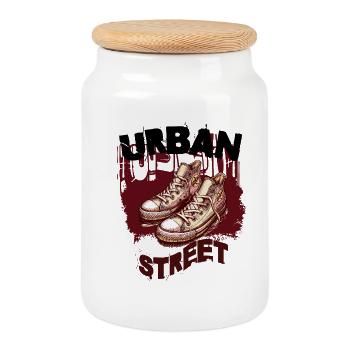 Street Sneaker Graffiti Duo - Cookie Jar with Wooden Lid - white - Front