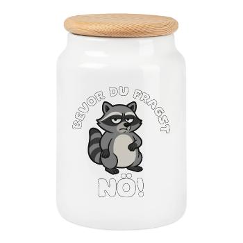 Before you ask: Lower Austria Raccoon - Cookie Jar with Wooden Lid - white - Front