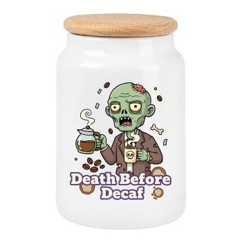 Zombie Coffee Mort Avant le Décaféiné - Boîte à biscuits avec couvercle en bois - blanc - Devant