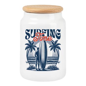 Surfing Time - Keksdose mit Holzdeckel - Weiß - Vorne