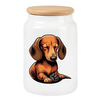 Teckel, Propriétaire de teckel, Amoureux du teckel, Teckel - Boîte à biscuits avec couvercle en bois - blanc - Devant