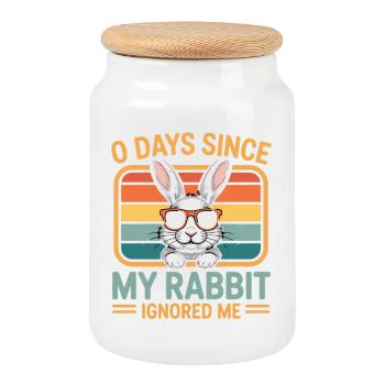 0 Days Since My Rabbit Ignored Me Rabbit - Cookie Jar with Wooden Lid - white - Front