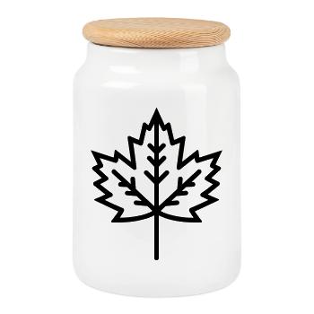 Feuille d’Érable - Boîte à biscuits avec couvercle en bois - blanc - Devant