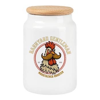 Le coq moustachu - Boîte à biscuits avec couvercle en bois - blanc - Devant