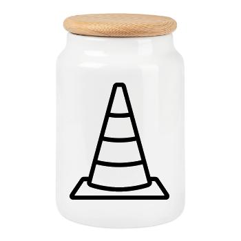 Traffic cone - Cookie Jar with Wooden Lid - white - Front