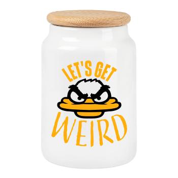 Let's Get Weird Crazy Duck Evil Insane Fun - Cookie Jar with Wooden Lid - white - Front