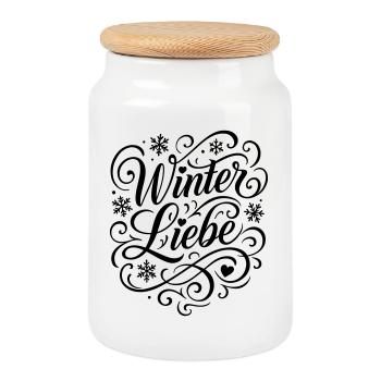 Winter Liebe Spruch - Keksdose mit Holzdeckel - Weiß - Vorne