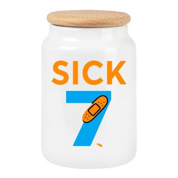 Sick Seven Meme Tee Six Seven - Cookie Jar with Wooden Lid - white - Front