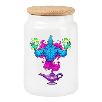 Ghost from the lamp - Cookie Jar with Wooden Lid - white - Front
