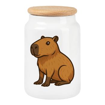 Wombat Capybara Castor - Boîte à biscuits avec couvercle en bois - blanc - Devant