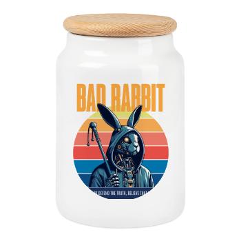 bad rabbit - Cookie Jar with Wooden Lid - white - Front
