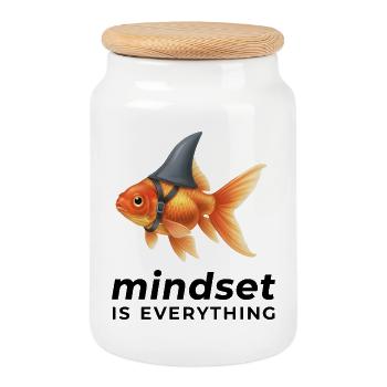 Goldfish Mindset Helmet - Cookie Jar with Wooden Lid - white - Front