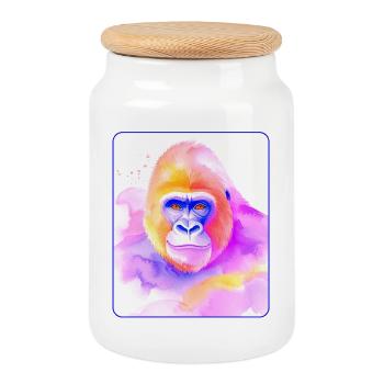Portrait de gorille (aquarelle) - Boîte à biscuits avec couvercle en bois - blanc - Devant