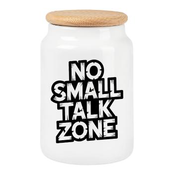 No Small Talk Zone - Cookie Jar with Wooden Lid - white - Front