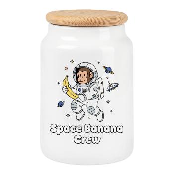 Space Banana Crew - Keksdose mit Holzdeckel - Weiß - Vorne