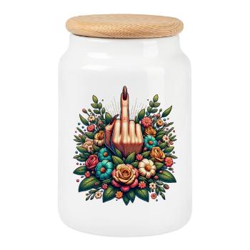 Floral Rebellion - Keksdose mit Holzdeckel - Weiß - Vorne