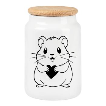 Hamster T-shirt Geschenk - Keksdose mit Holzdeckel - Weiß - Vorne