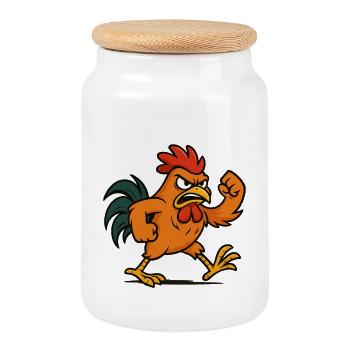 F-Caw-F Drôle Poulet FCAWF Humour Citation Coq Mème - Boîte à biscuits avec couvercle en bois - blanc - Devant