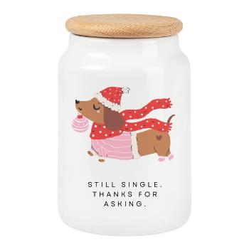 Christmas Dachshund Ornament - Cookie Jar with Wooden Lid - white - Front