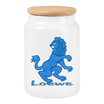 Zodiac sign Leo blue - Cookie Jar with Wooden Lid - white - Front