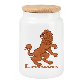 Zodiac sign Leo - Cookie Jar with Wooden Lid - white - Front