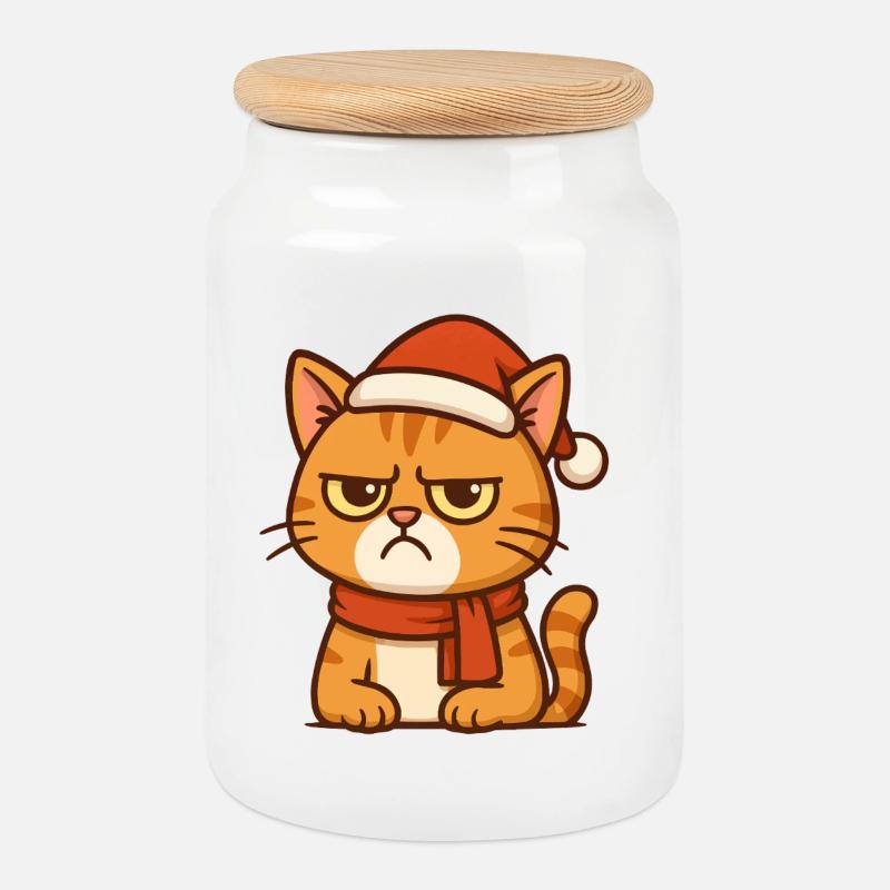 Grumpy Christmas hangover - Cookie Jar with Wooden Lid - white
