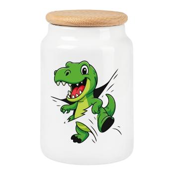 Comic Dino – Pour les petits explorateurs et les explorateurs - Boîte à biscuits avec couvercle en bois - blanc - Devant