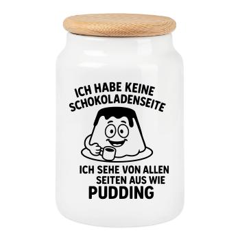 Pudding Chocolate Side - Cookie Jar with Wooden Lid - white - Front