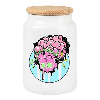 Brain Graffiti Power - Cookie Jar with Wooden Lid - white - Front