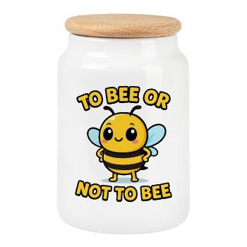 Abeille ou pas abeille - Boîte à biscuits avec couvercle en bois - blanc - Devant