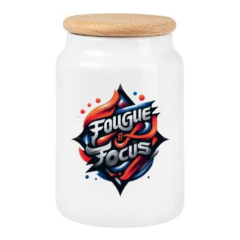 Fougue et Focus Emblème - Boîte à biscuits avec couvercle en bois - blanc - Devant