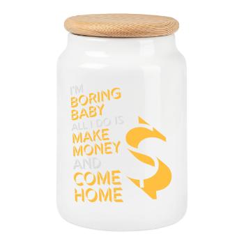 Je m’ennuie bébé, tout ce que je fais, c’est gagner de l’argent en rentrant à la maison - Boîte à biscuits avec couvercle en bois - blanc - Devant
