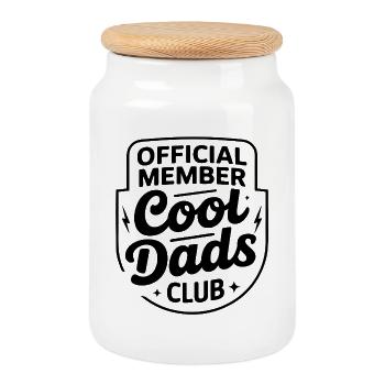 Official Member – Cool Dads Club - Cookie Jar with Wooden Lid - white - Front