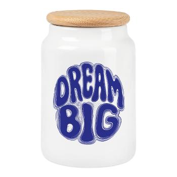 DREAM BIG [Let's Talk] - Cookie Jar with Wooden Lid - white - Front