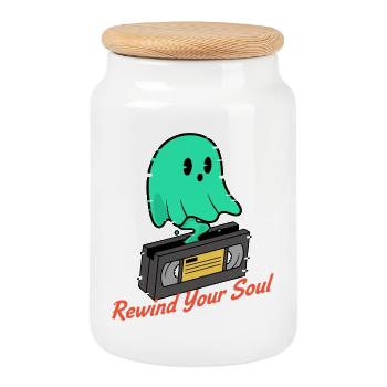 Geist Kassette Rewind Your Soul - Keksdose mit Holzdeckel - Weiß - Vorne