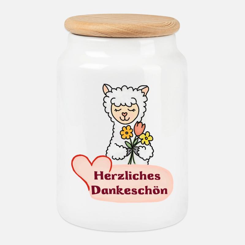 Blumen-Alpaka: Herzliches Dankeschön - Keksdose mit Holzdeckel - Weiß